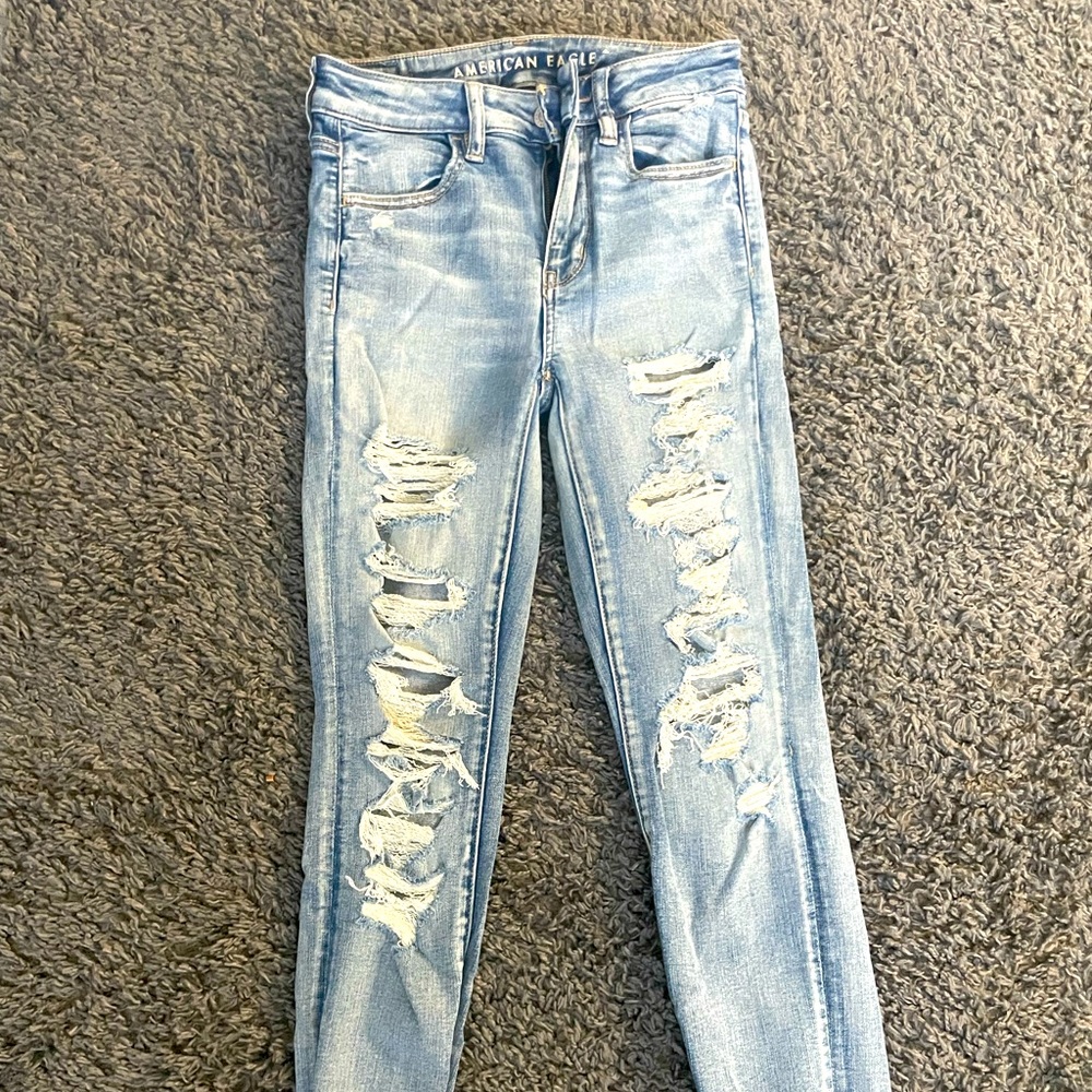 Stretchy High Rise Ripped Jeans